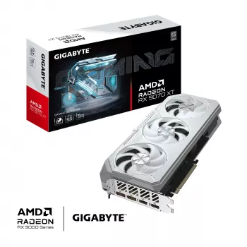 Grafikas karte GIGABYTE Radeon RX 9070 XT GAMING OC ICE 16 GB GDDR6 256-bit PCIe 5.0 3 ventilatori balta