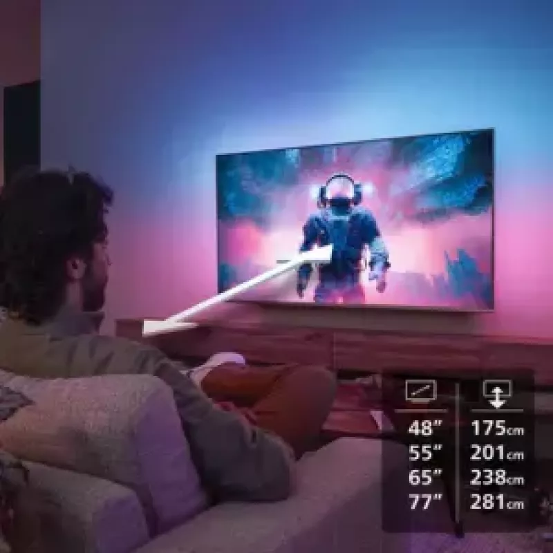 Philips Ambilight 48OLED760/12 TV 121,9 cm (48 collas) 4K Ultra HD Smart TV Wi-Fi Pelēks