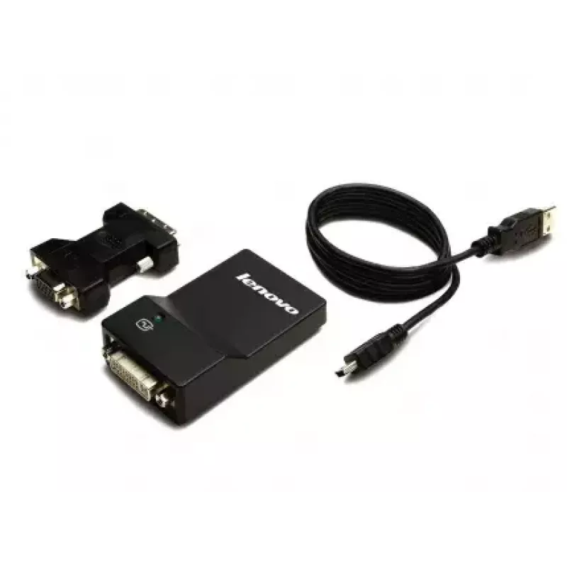 Lenovo USB 3.0 – DVI/VGA USB grafikas adapteris 2048 x 1152 pikseļi Melns