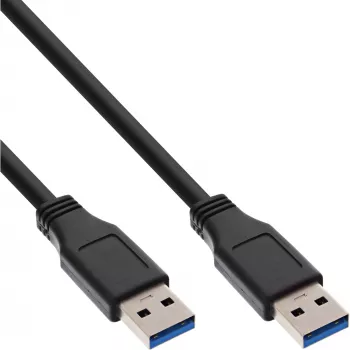 InLine USB 3.2 Gen.1 kabelis, A tipa vīriešu / A tipa vīriešu, melns, 1m