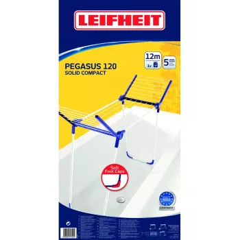 Grīdas žāvējamais statīvs Leifheit Pegasus 120 Solid Compact, saliekams metāls/plastmasa, 12 m žāvēšanas vieta, 920×440×1490 mm