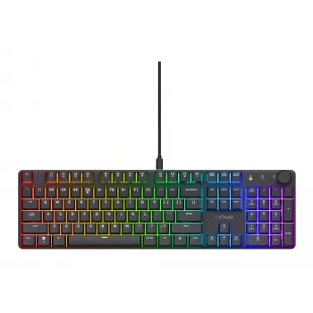 Mehāniskā spēļu tastatūra TRUST GXT 866 TORIX USB Pilna izmēra 104 taustiņi QWERTY Melna RGB