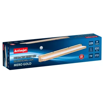 LED sienas lampa ActiveJet AJE-MERO GOLD, virsmas montāža, taisnstūra, 4000 K, 850 lm, neapmaināma spuldze