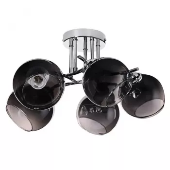 Piekaramā lampa ActiveJet AJE-PALOMA 5P, 5×E27 40W, sudraba rāmis, melns stikls, IP20, 460×250×460 mm