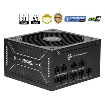 Barošanas bloks MSI MAG A750GLS PCIE5 750W 24-pin ATX Pilnībā modulārs 80 PLUS Gold Melns