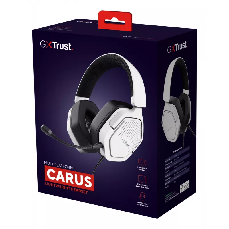 Trust GXT492W Carus Austiņas Vadu Galvas saite Spēļu Baltā