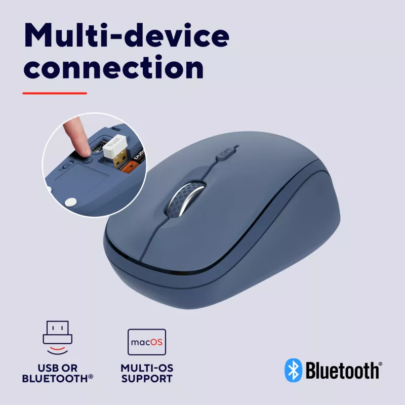 Trust Yvi+ pele Universāla Ambidekstrāla RF Bezvadu + Bluetooth Optiskā 1600 DPI