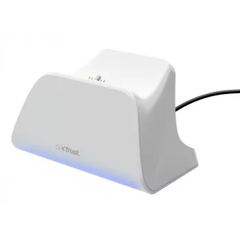 Uzlādes stacija TRUST GXT255W PS5 DualSense divu kontrolleru uzlādei, balta