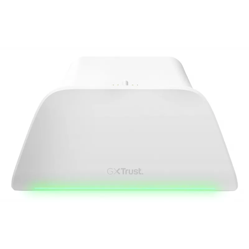 Uzlādes stacija TRUST GXT255W PS5 DualSense divu kontrolleru uzlādei, balta