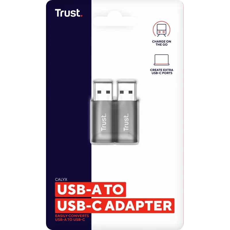 Trust Calyx USB-A uz USB-C adapteris (2 gab.) pelēks