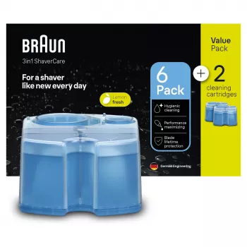 Tīrīšanas kārtridžs BRAUN 3in1 ShaveCare 8 gab. (Zils) Braun skuvekļiem