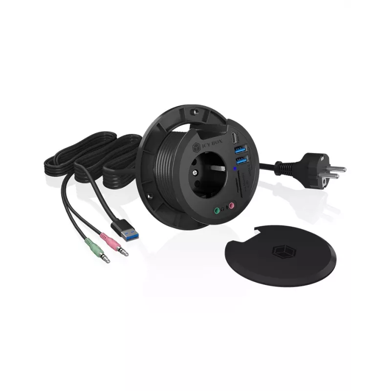 ICY BOX IB-HUB1430-CR USB 3.2 Gen 1 daudzportu centrmezgls, melns