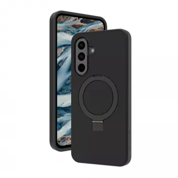 Dbramante1928 Galaxy A56 5G melns Monochromatic cietais vāciņš ar statīvu