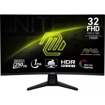 MSI MAG 32C6X dators monitors 80 cm (31,5 colli) 1920 x 1080 pikseļi Full HD Melns