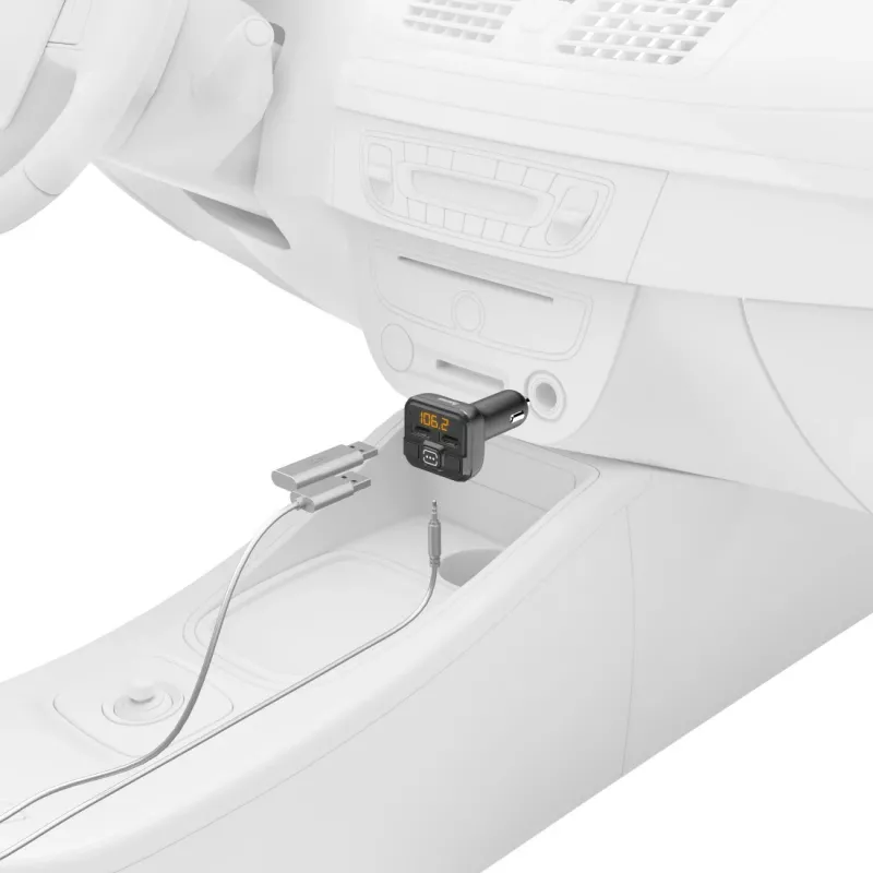 Hama 00014163 FM modulators / lādētājs, AUX-IN, USB-IN, melns