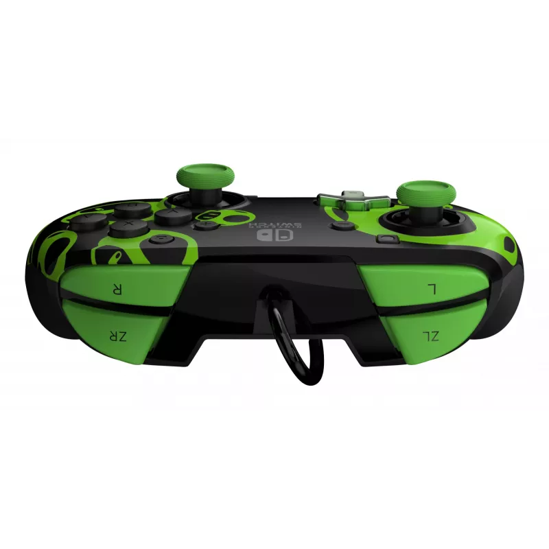 Spēļu kontrolieris PDP REMATCH Wired Controller 1-Up Glow in the Dark Nintendo Switch, USB, 3m kabelis, D-pad, Home poga, Melns/Zaļš