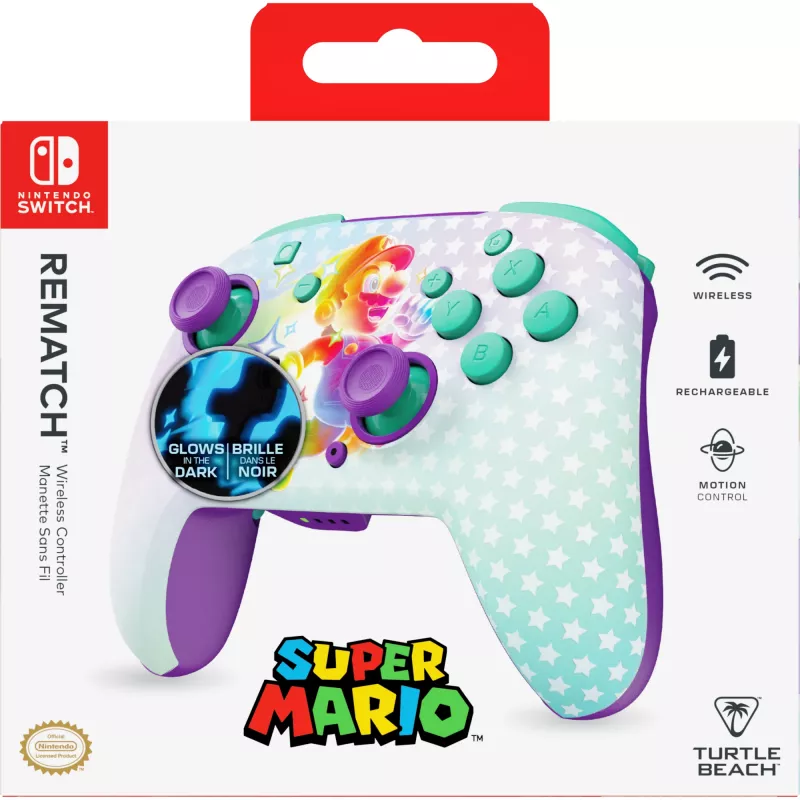 Turtle Beach Rematch Invincible Mario TBC-8101-95 bezvadu spēļu kontrolieris Nintendo Switch / Switch Lite, zaļš