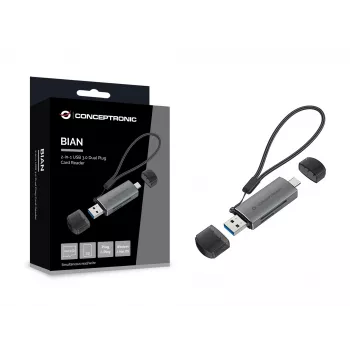 Conceptronic BIAN05G 2-in-1 USB 3.0 divu spraudņu karšu lasītājs, SD/MicroSD 3.0, UHS-I