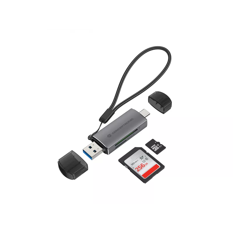 Conceptronic BIAN05G 2-in-1 USB 3.0 divu spraudņu karšu lasītājs, SD/MicroSD 3.0, UHS-I