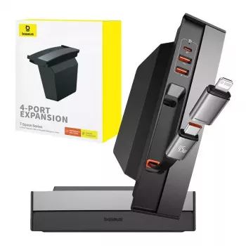 Baseus Hub T-Space USB-C centrmezgls 45W Power Delivery 1m kabelis