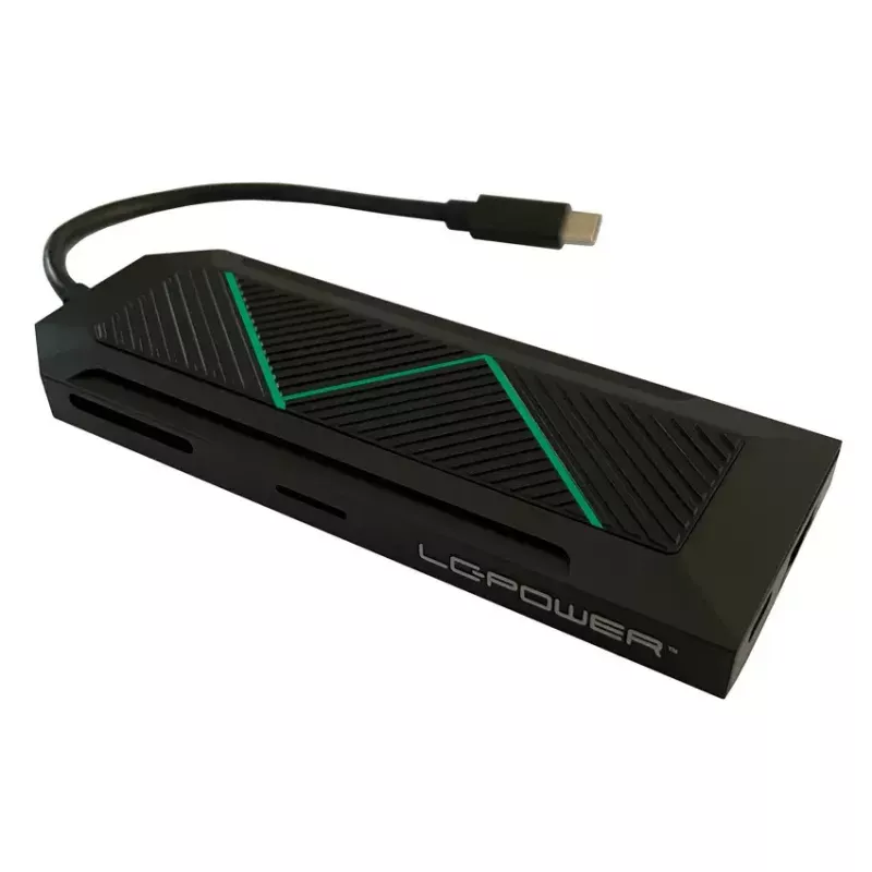 USB centrmezgls LC-Power LC-HUB-C-MULTI-6-RGB Type-C 5000 Mbit/s Melns