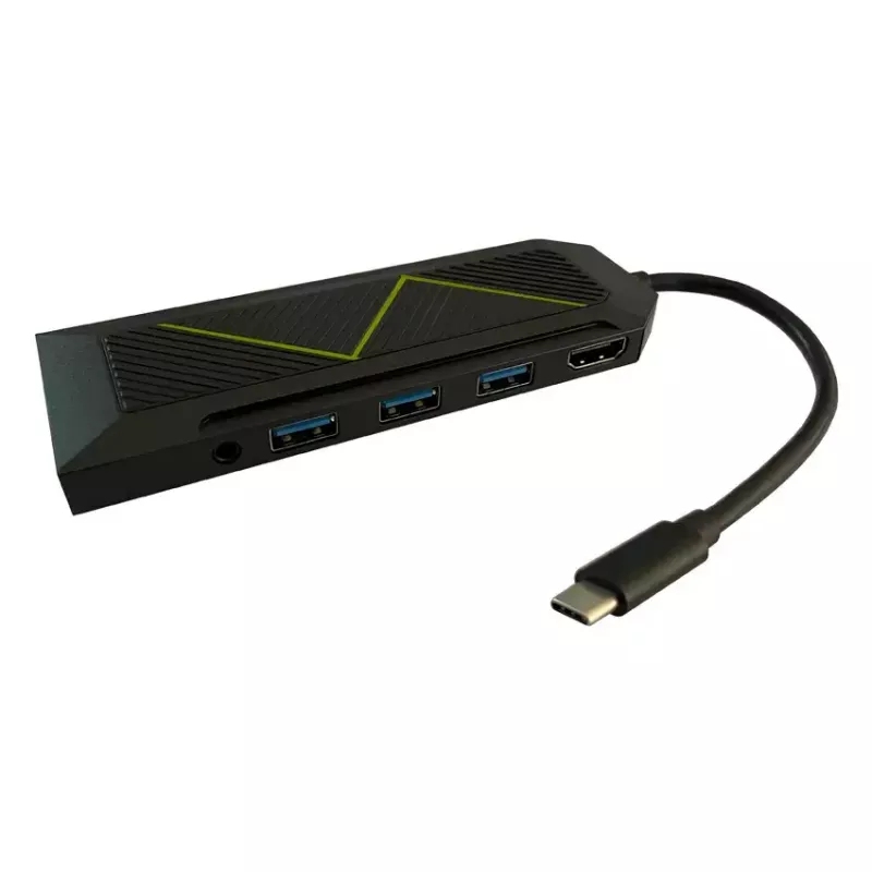 USB centrmezgls LC-Power LC-HUB-C-MULTI-6-RGB Type-C 5000 Mbit/s Melns