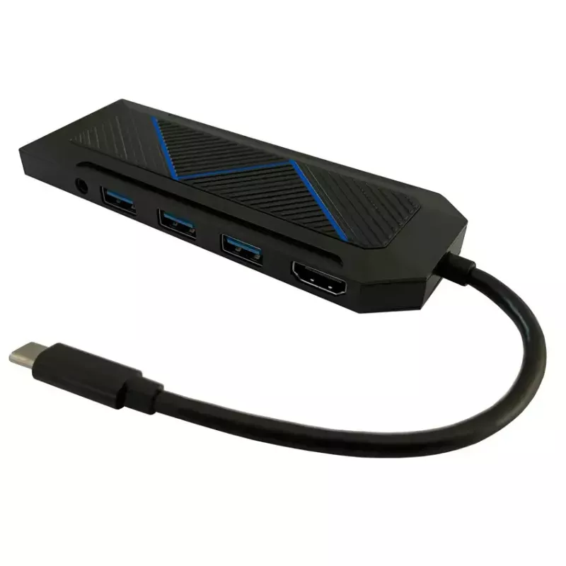 USB centrmezgls LC-Power LC-HUB-C-MULTI-6-RGB Type-C 5000 Mbit/s Melns