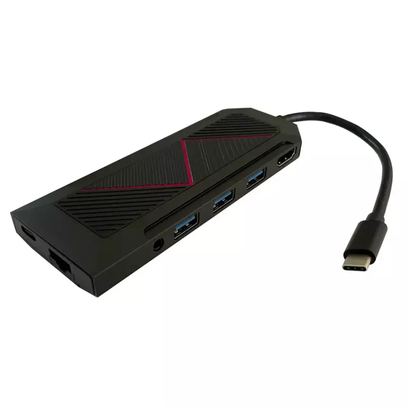 USB centrmezgls LC-Power LC-HUB-C-MULTI-6-RGB Type-C 5000 Mbit/s Melns