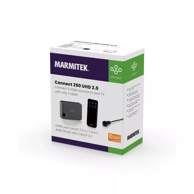 Marmitek Connect 350 UHD 2.0 - HDMI slēdzis 4K 60Hz - 5 ieejas / 1 izeja