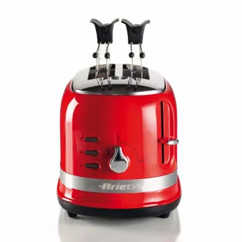 Ariete 149 Toaster ar knaiblēm 2 maizes šķēlēm - Automātiska izmešana - Atkausēšana - 6 grauzdēšanas pakāpes - 800 W - Modern Line - Sarkans
