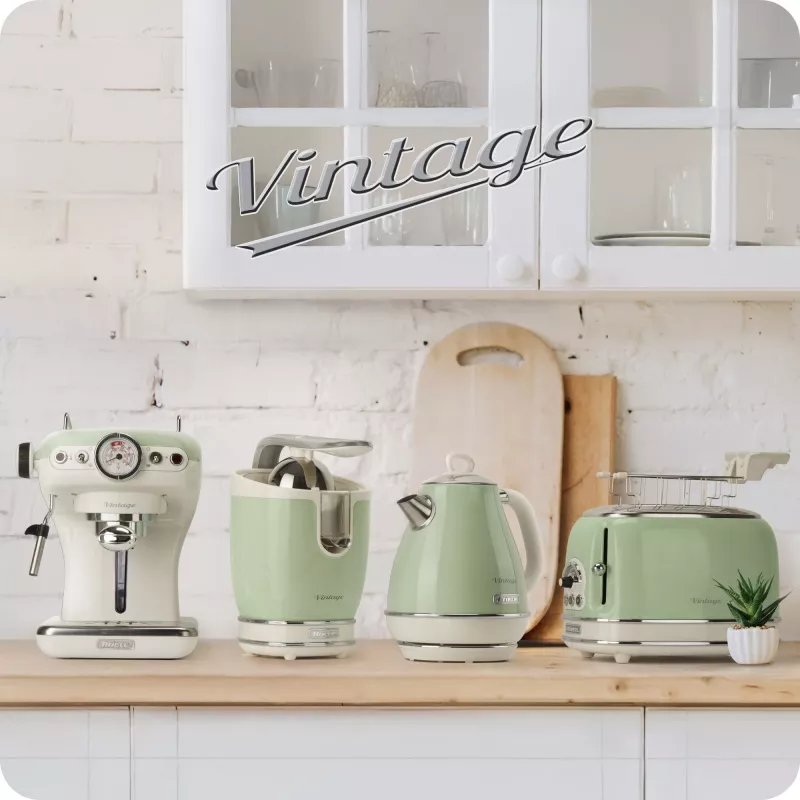 Ariete 2878 Vintage Piena Putotājs – Karstā un aukstā piena putotājs – Kapučīno, šokolāde, liofilizēti dzērieni – 500 W – Zaļš