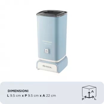 Ariete 2878 Vintage piena putotājs kapučīno, tējai, karstai un aukstai šokolādei, ātriem dzērieniem, 500 W, pasteļzilā krāsā