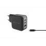 Conceptronic 3 portu 67W GaN USB PD lādētājs ar USB-C uzlādes kabeli, USB-C x 2, USB-A x 1, QC 3.0, PPS