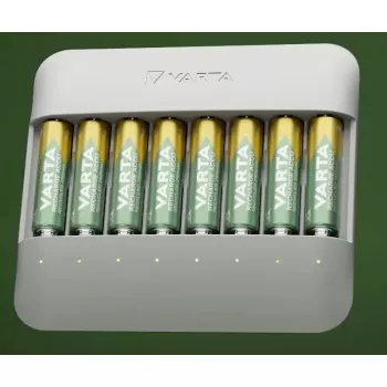 Varta Eco Charger Multi USB lādētājs — NiMH AA/AAA, līdz 8 baterijām (2100 mAh, 1 h), pelēks