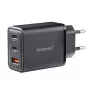 Strāvas adapteris Intenso W65ACC ar USB-C un USB-A portiem, melns