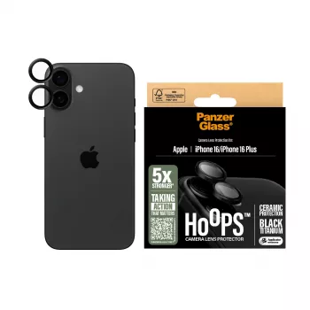 PanzerGlass® Hoops® Keramiskā kameras lēcu aizsargs iPhone 16 | 16 Plus