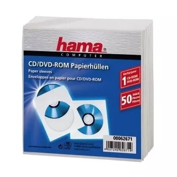 Hama CD-ROM papīra apvalki 50, balti 50 diskiem