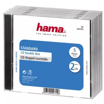 Hama CD Double Jewel Case, caurspīdīgs, 5 iepakojumā, 2 diski