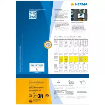HERMA 9501 pašlīmējošā etiķete Taisnstūris Pastāvīga Balta 50 gab.