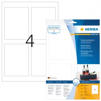 HERMA pašlīmējošas pudeles etiķetes A4 Inkjet 90x120 mm