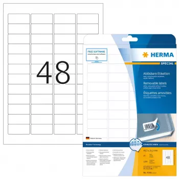 Pašlīmējošās printera etiķetes HERMA Noņemamās etiķetes A4 45,7x21,2 mm