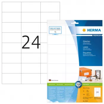 Pašlīmējošās printera etiķetes HERMA Labels Premium A4 70x37 mm