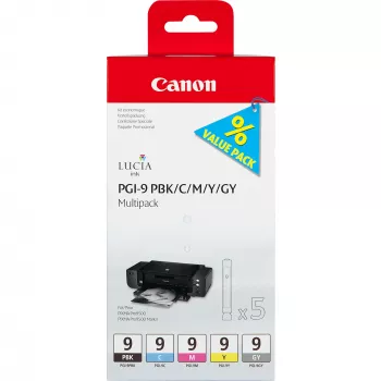 Canon PGI-9 PBK/C/M/Y/GY 5 krāsu kasetņu komplekts