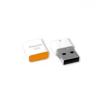 Philips Pico USB zibatmiņa 128 GB USB Type-A 2.0 Oranžs, Balts