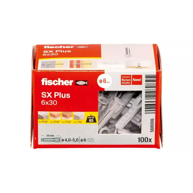Enkura dībelis Fischer 568006 30 mm Neilons 6 mm 100 gab.