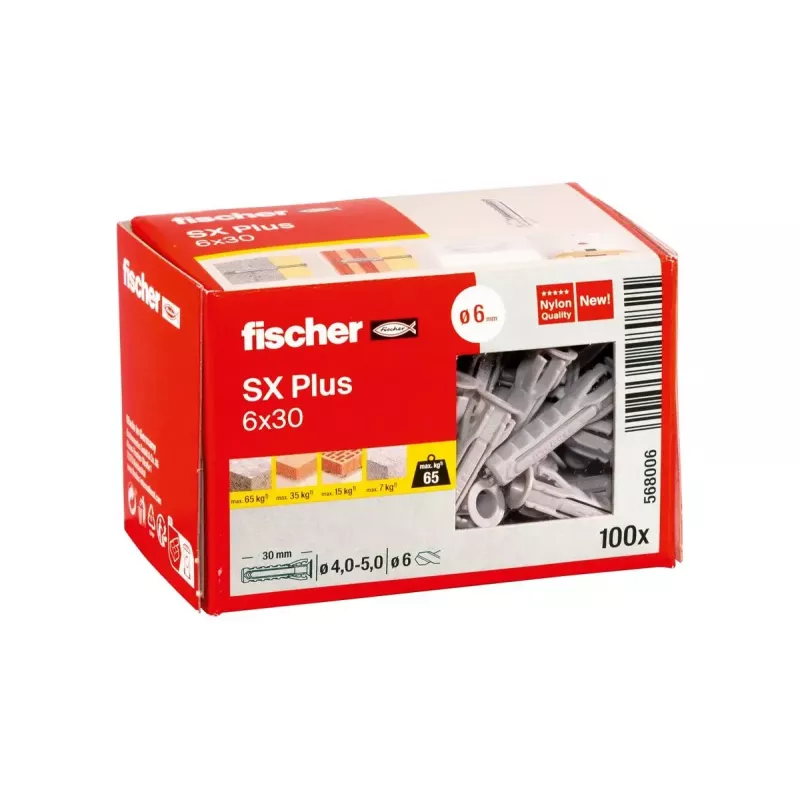 Enkura dībelis Fischer 568006 30 mm Neilons 6 mm 100 gab.