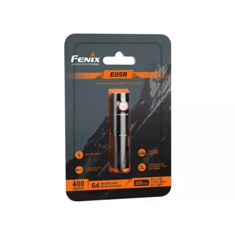 Fenix E05R mazs kabatas lukturis, 400 lm, melns