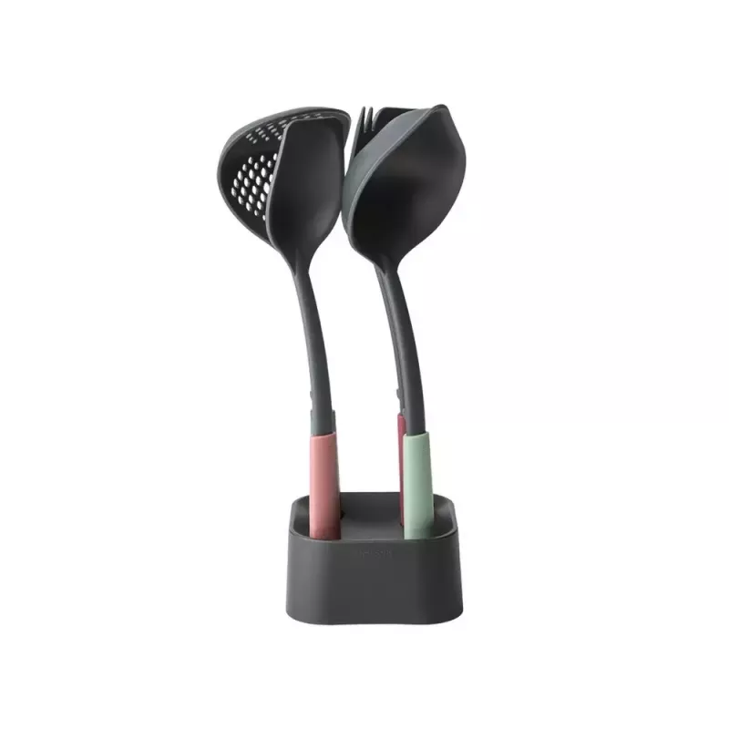 Brabantia Tasty+ 5-detaļu virtuves rīku komplekts (melns, zaļš, sarkans), karstumizturīgs līdz 220°C