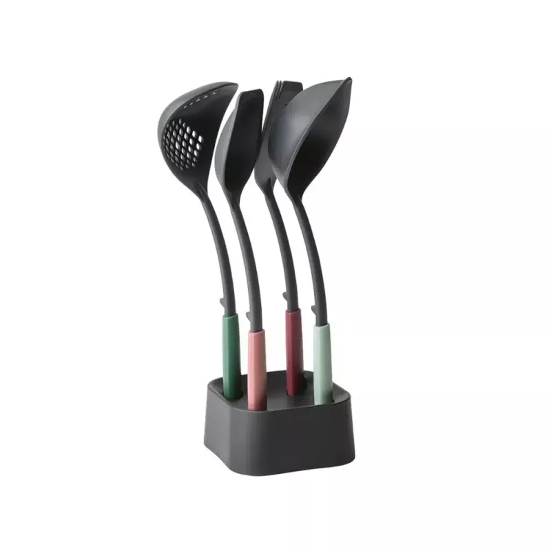Brabantia Tasty+ 5-detaļu virtuves rīku komplekts (melns, zaļš, sarkans), karstumizturīgs līdz 220°C
