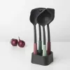 Brabantia Tasty+ 5-detaļu virtuves rīku komplekts (melns, zaļš, sarkans), karstumizturīgs līdz 220°C